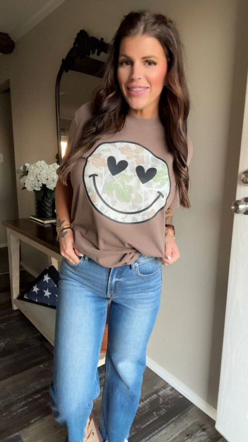 Camo Smiley Face comfort color tee