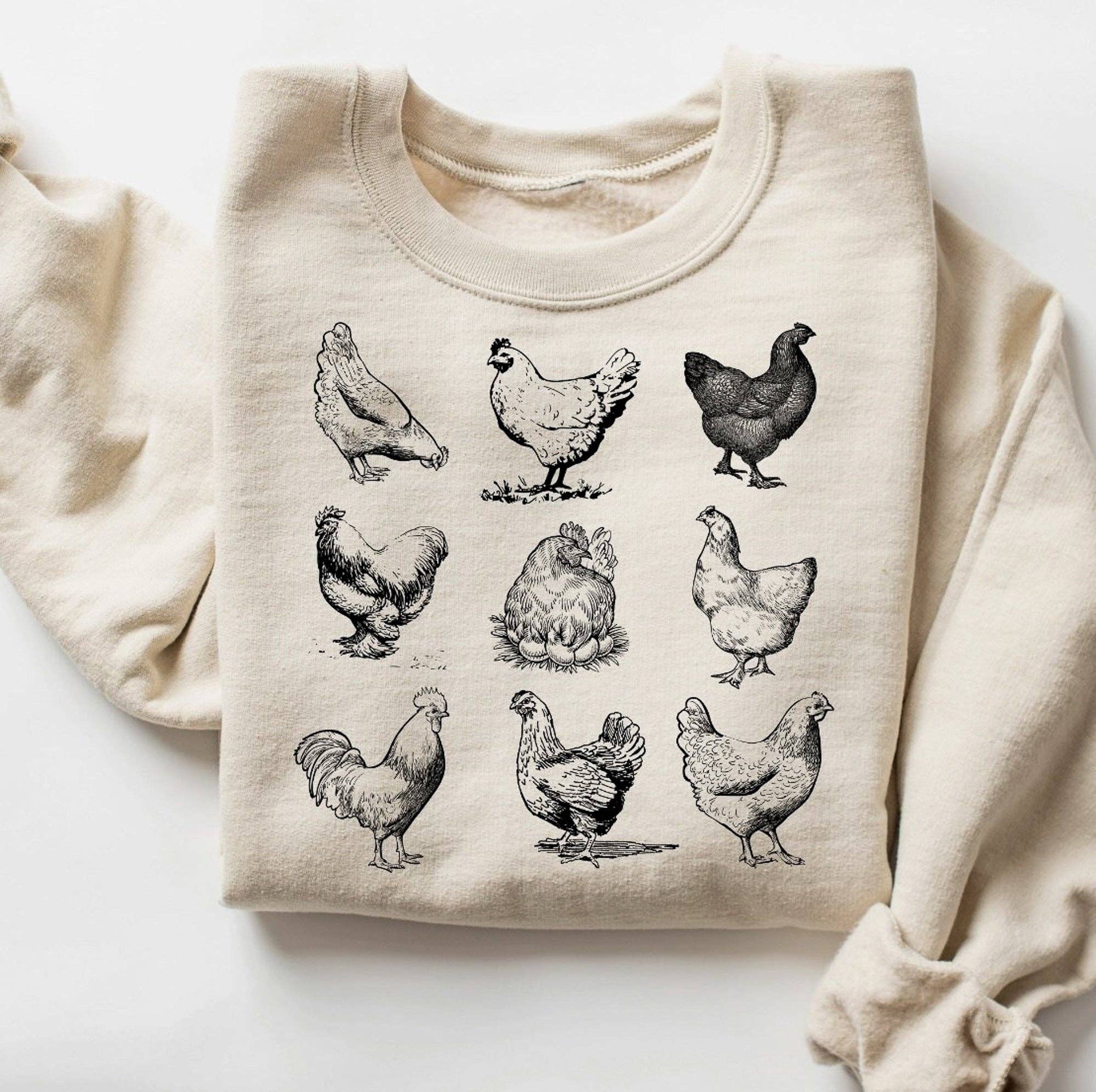 9 Chicken Sketches T-Shirt or Crew Sweatshirt